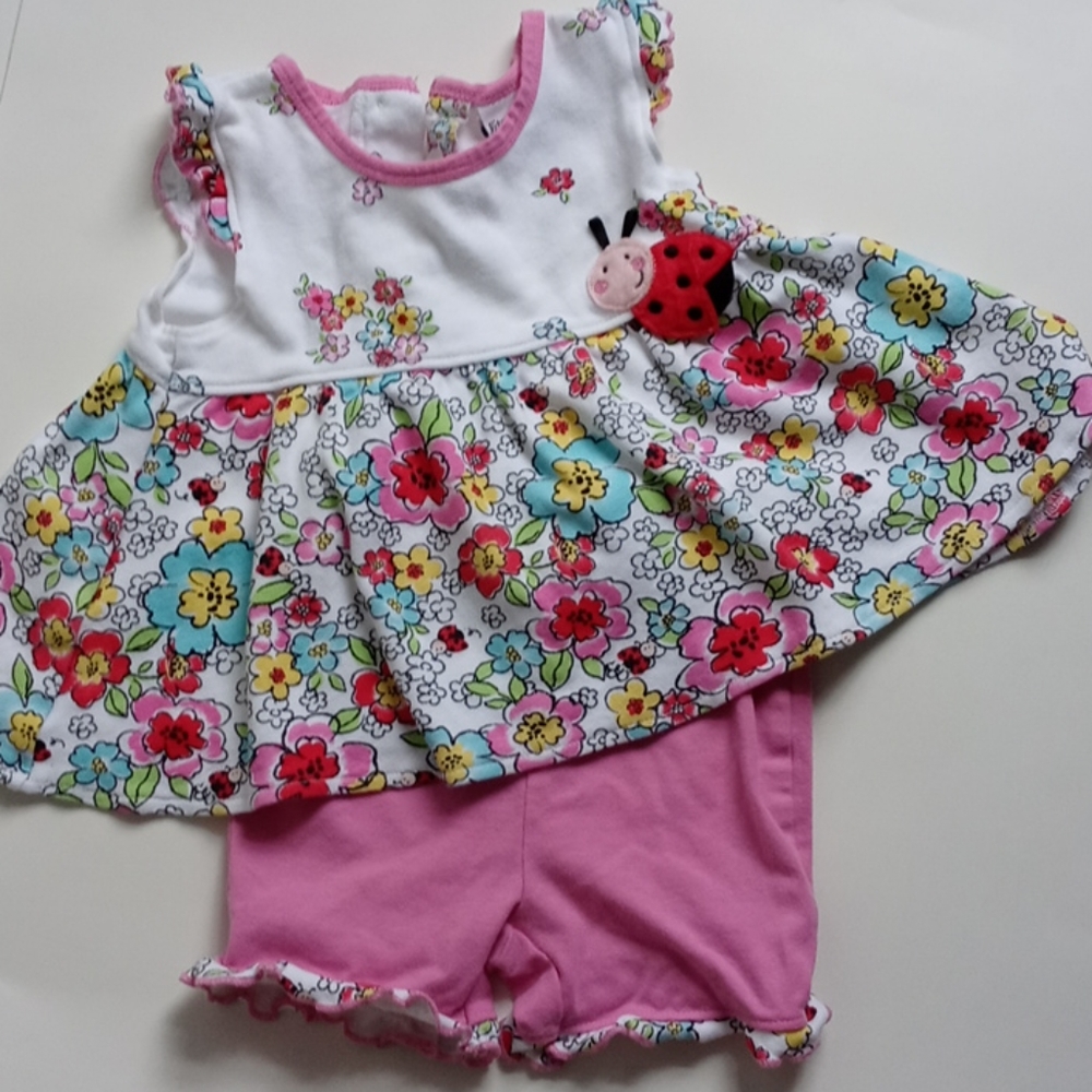 Floral/Lady Bug 2 piece matching set sz 24 months